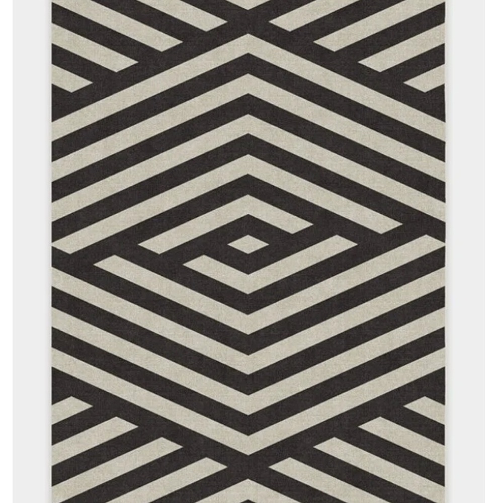 NWT Ruggable x Barbie Geometric Chevron Black and White Area Rug 8x10. (No pad)
